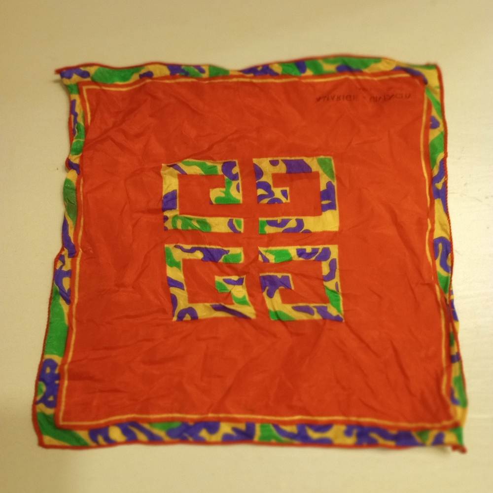 Amarige Givenchy Paris Vintage Multicolor Silk Pocket Square